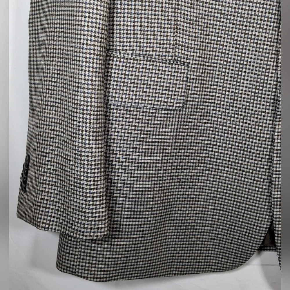 Tommy Hilfiger Moores Brown Gingham Checked 100% Wool Blazer Size 44L
